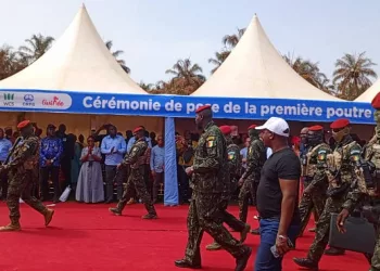 Forecariah : le général Doumbouya à la pose de la première poutre de la CTG